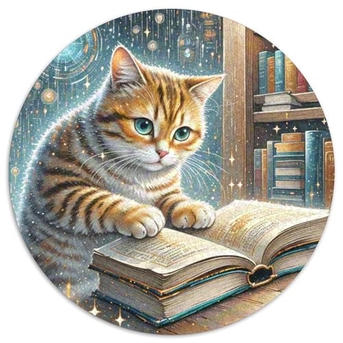 Bücherbindung Katze Mit 1000 Teilen Puzzle Magische Fantasie Circular Puzzle Für Erwachsene Und Kinder Pädagogisches Für Erwachsene Kinder Buntes Tier Stressabbau-Spielzeug 1000pcs (67.5x67.5cm) von OJASDBDJE