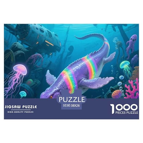 Bunte Dinosaurier 1000 Teile Puzzle Tier Für Die Ganze Familie Entspannend Detailreich Spaß Lernspiel 38x26cm/1000pcs von OJASDBDJE
