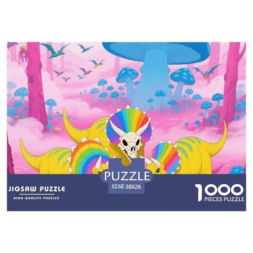Bunte Dinosaurier 1000 Teile Puzzle Tier Für Die Ganze Familie Entspannend Detailreich Spielzeug Lernspiel 38x26cm/1000pcs von OJASDBDJE