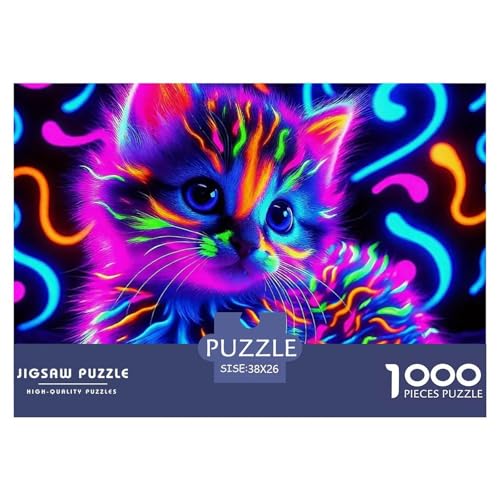 Bunte Katze 1000 Teile Puzzles Pet Für Kinder Ab 12 Jahren Entspannend Detailreich Spaß Lernspiel 38x26cm/1000pcs von OJASDBDJE