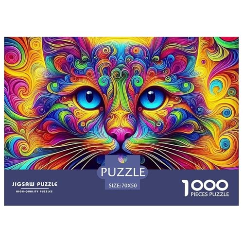 Bunte Katze 1000 Teile Puzzles Pet Für Kinder Ab 12 Jahren Entspannend Detailreich Spaß Lernspiel 70x50cm/1000pcs von OJASDBDJE