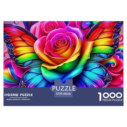 Bunte Rose 1000 Teile Puzzle Blumen Geschenke Für Frauen/Männer Entspannend Detailreich Spaß Lernspiel 38x26cm/1000pcs von OJASDBDJE