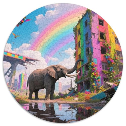 Bunter Elefant 1000 Teile Puzzle Tier Circular Puzzle Geeignet Ab 12 Jahren Pädagogisches Für Erwachsene Kinder Buntes Tier Geschenke 1000pcs (67.5x67.5cm) von OJASDBDJE