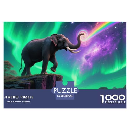 Bunter Elefant 1000 Teile Puzzle Tier Für Die Ganze Familie Entspannend Detailreich Spaß Lernspiel 38x26cm/1000pcs von OJASDBDJE