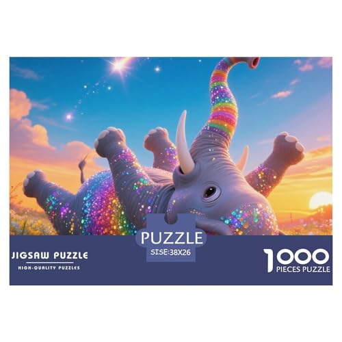 Bunter Elefant 1000 Teile Puzzle Tier Für Die Ganze Familie Entspannend Detailreich Spielzeug Lernspiel 38x26cm/1000pcs von OJASDBDJE