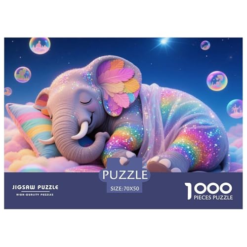 Bunter Elefant 1000 Teile Puzzle Tier Für Die Ganze Familie Entspannend Detailreich Spielzeug Lernspiel 70x50cm/1000pcs von OJASDBDJE