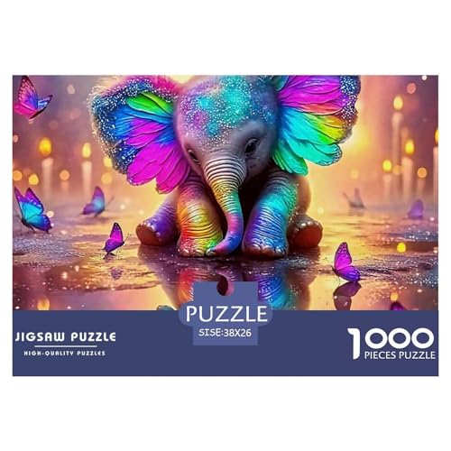Bunter Elefant 1000 Teile Puzzle Tier Für Die Ganze Familie Entspannend Detailreich Spielzeug Pädagogisches Spiel 38x26cm/1000pcs von OJASDBDJE