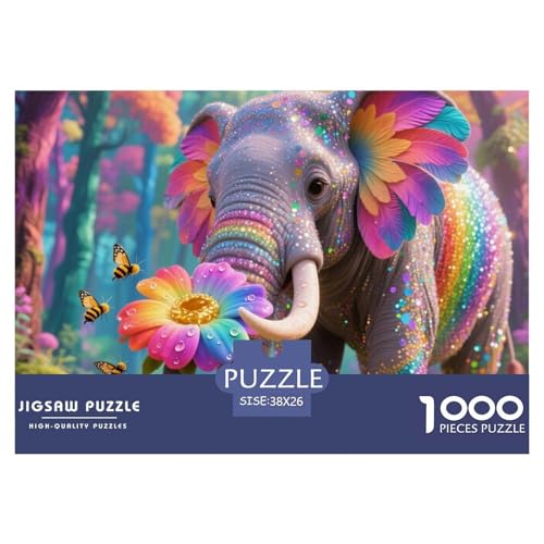 Bunter Elefant 1000 Teile Puzzle Tier Für Die Ganze Familie Entspannend Detailreich Spielzeug Pädagogisches Spiel 38x26cm/1000pcs von OJASDBDJE