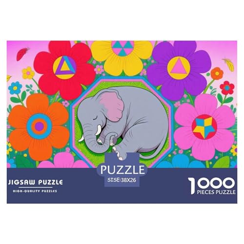 Bunter Elefant 1000 Teile Puzzle Tier Für Die Ganze Familie Herausforderung Detailreich Spaß Lernspiel 38x26cm/1000pcs von OJASDBDJE