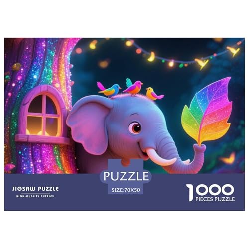 Bunter Elefant 1000 Teile Puzzle Tier Für Die Ganze Familie Herausforderung Detailreich Spaß Pädagogisches Spiel 70x50cm/1000pcs von OJASDBDJE
