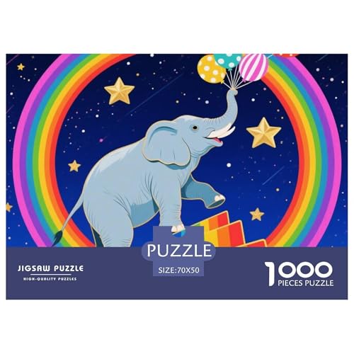 Bunter Elefant 1000 Teile Puzzle Tier Für Die Ganze Familie Herausforderung Detailreich Spielzeug Pädagogisches Spiel 70x50cm/1000pcs von OJASDBDJE