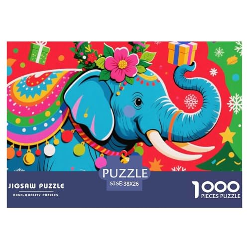 Bunter Elefant 1000 Teile Puzzle Tier Für Die Ganze Familie Herausforderung Premium-Qualität Spaß Lernspiel 38x26cm/1000pcs von OJASDBDJE