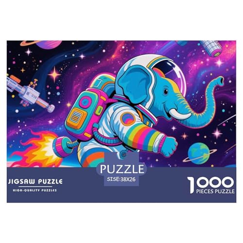 Bunter Elefant 1000 Teile Puzzle Tier Für Kinder Ab 12 Jahren Entspannend Detailreich Spielzeug Lernspiel 38x26cm/1000pcs von OJASDBDJE