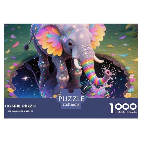 Bunter Elefant 1000 Teile Puzzle Tier Für Kinder Ab 12 Jahren Entspannend Premium-Qualität Spaß Lernspiel 38x26cm/1000pcs von OJASDBDJE