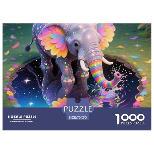 Bunter Elefant 1000 Teile Puzzle Tier Für Kinder Ab 12 Jahren Entspannend Premium-Qualität Spaß Lernspiel 70x50cm/1000pcs von OJASDBDJE