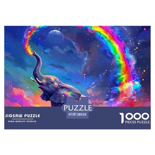 Bunter Elefant 1000 Teile Puzzle Tier Für Kinder Ab 12 Jahren Entspannend Premium-Qualität Spielzeug Pädagogisches Spiel 38x26cm/1000pcs von OJASDBDJE