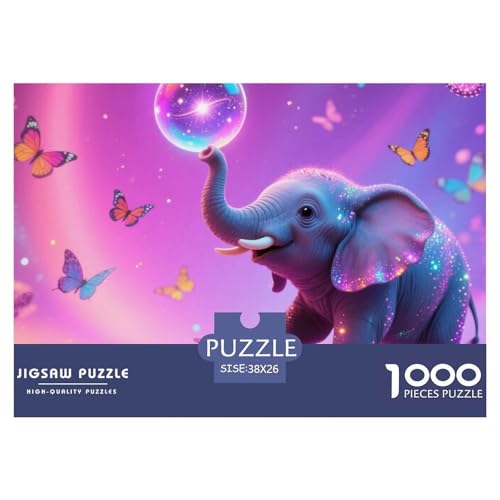 Bunter Elefant 1000 Teile Puzzle Tier Für Kinder Ab 12 Jahren Herausforderung Premium-Qualität Spaß Lernspiel 38x26cm/1000pcs von OJASDBDJE