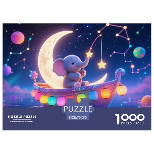 Bunter Elefant 1000 Teile Puzzle Tier Geschenke Für Frauen/Männer Entspannend Detailreich Spaß Lernspiel 70x50cm/1000pcs von OJASDBDJE
