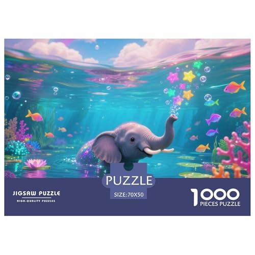 Bunter Elefant 1000 Teile Puzzle Tier Geschenke Für Frauen/Männer Entspannend Detailreich Spielzeug Lernspiel 70x50cm/1000pcs von OJASDBDJE