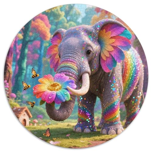 Bunter Elefant 1000 Teile Puzzle Tier Runde Kreispuzzles Für Erwachsene Und Kinder Pädagogisches Für Erwachsene Kinder Buntes Tier Stressabbau-Spielzeug 1000pcs (67.5x67.5cm) von OJASDBDJE