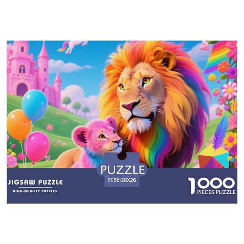Bunter Löwe 1000 Teile Puzzle Tier Für Die Ganze Familie Entspannend Detailreich Spielzeug Lernspiel 38x26cm/1000pcs von OJASDBDJE