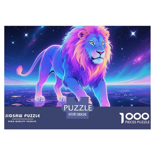 Bunter Löwe 1000 Teile Puzzle Tier Für Die Ganze Familie Entspannend Detailreich Spielzeug Lernspiel 38x26cm/1000pcs von OJASDBDJE
