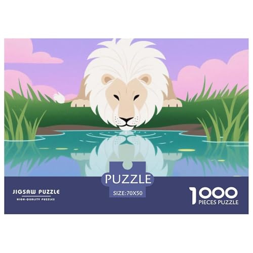 Bunter Löwe 1000 Teile Puzzle Tier Für Die Ganze Familie Entspannend Detailreich Spielzeug Lernspiel 70x50cm/1000pcs von OJASDBDJE