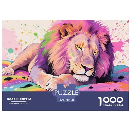 Bunter Löwe 1000 Teile Puzzle Tier Für Die Ganze Familie Entspannend Detailreich Spielzeug Lernspiel 70x50cm/1000pcs von OJASDBDJE