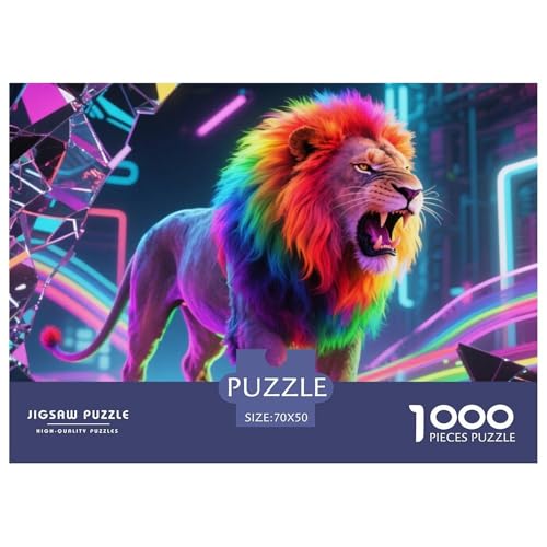 Bunter Löwe 1000 Teile Puzzle Tier Für Die Ganze Familie Entspannend Detailreich Spielzeug Pädagogisches Spiel 70x50cm/1000pcs von OJASDBDJE