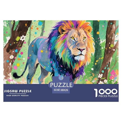 Bunter Löwe 1000 Teile Puzzle Tier Für Die Ganze Familie Herausforderung Detailreich Spaß Lernspiel 38x26cm/1000pcs von OJASDBDJE