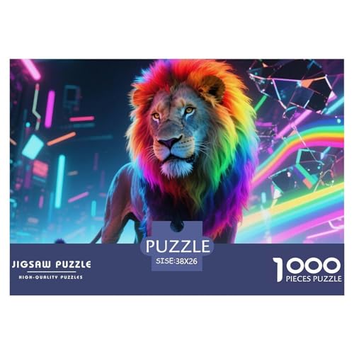 Bunter Löwe 1000 Teile Puzzle Tier Für Kinder Ab 12 Jahren Herausforderung Detailreich Spaß Lernspiel 38x26cm/1000pcs von OJASDBDJE