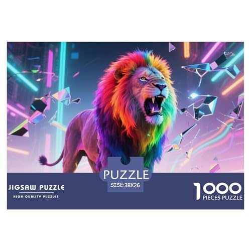 Bunter Löwe 1000 Teile Puzzle Tier Für Kinder Ab 12 Jahren Herausforderung Detailreich Spaß Pädagogisches Spiel 38x26cm/1000pcs von OJASDBDJE