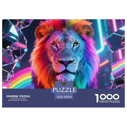 Bunter Löwe 1000 Teile Puzzle Tier Für Kinder Ab 12 Jahren Herausforderung Detailreich Spielzeug Lernspiel 70x50cm/1000pcs von OJASDBDJE
