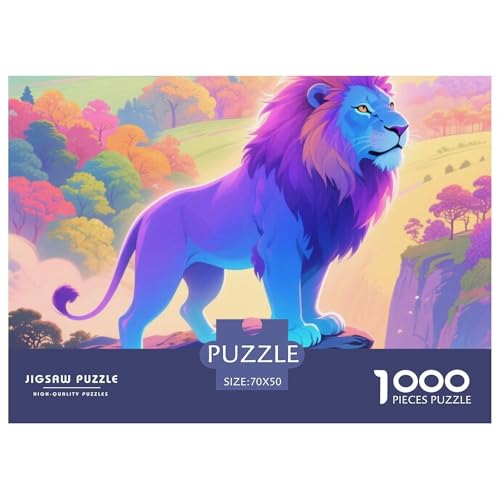 Bunter Löwe 1000 Teile Puzzles Tier Für Kinder Ab 12 Jahren Entspannend Detailreich Spaß Lernspiel 70x50cm/1000pcs von OJASDBDJE