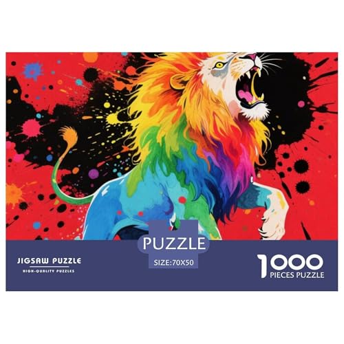 Bunter Löwe 1000 Teile Puzzles Tier Für Kinder Ab 12 Jahren Entspannend Detailreich Spaß Lernspiel 70x50cm/1000pcs von OJASDBDJE