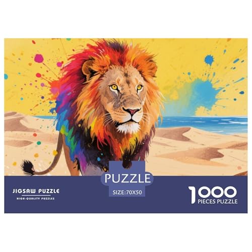 Bunter Löwe 1000 Teile Puzzles Tier Für Kinder Ab 12 Jahren Entspannend Detailreich Spielzeug Lernspiel 70x50cm/1000pcs von OJASDBDJE