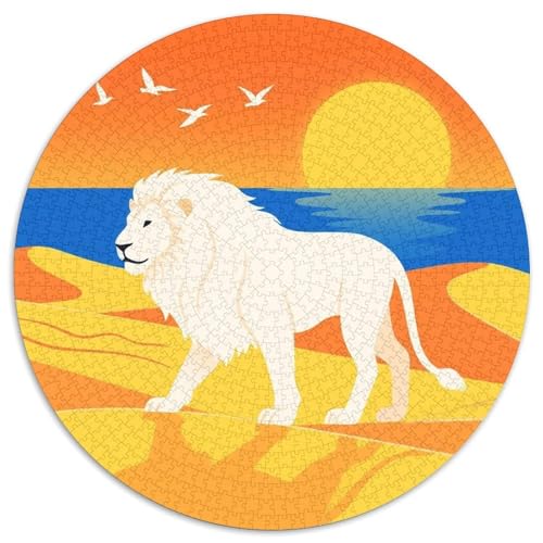 Bunter Löwe Mit 1000 Teilen Puzzle Tier Rund Puzzle Für Erwachsene Und Kinder Pädagogisches Für Erwachsene Kinder Buntes Tier Stressabbau-Spielzeug 1000pcs (67.5x67.5cm) von OJASDBDJE