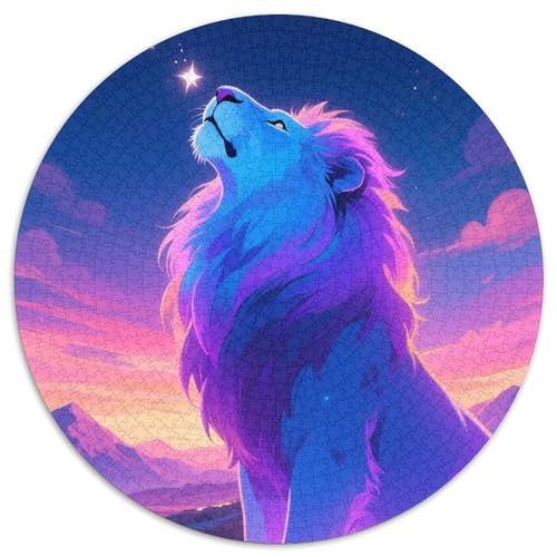 Bunter Löwe Mit 1000 Teilen Puzzles Tier Rundes Puzzle Geeignet Ab 12 Jahren Pädagogisches Für Erwachsene Kinder Buntes Tier Geschenke 1000pcs (67.5x67.5cm) von OJASDBDJE
