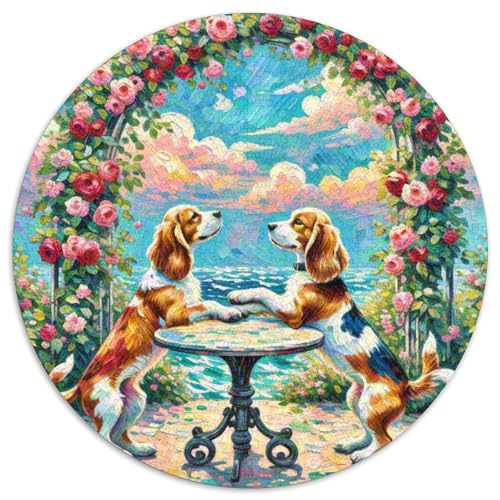 Cavalier King Charles Spaniel Mit 1000 Teilen Puzzle Tierhund Circular Puzzles Geeignet Ab 12 Jahren Pädagogisches Für Erwachsene Kinder Buntes Tier Stressabbau-Spielzeug 1000pcs (67.5x67.5cm) von OJASDBDJE