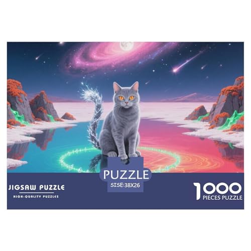 Chartreux 1000 Teile Puzzle Pet Katze Für Die Ganze Familie Entspannend Detailreich Spielzeug Pädagogisches Spiel 38x26cm/1000pcs von OJASDBDJE