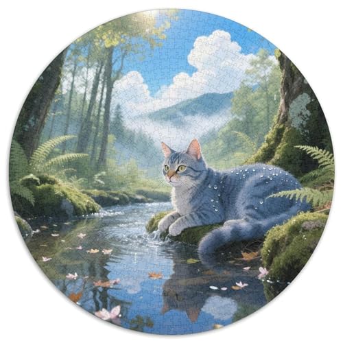 Chartreux Mit 1000 Teilen Puzzles Pet Katze Circular Puzzles Für Erwachsene Und Kinder Pädagogisches Für Erwachsene Kinder Buntes Tier Stressabbau-Spielzeug 1000pcs (67.5x67.5cm) von OJASDBDJE