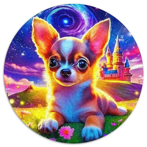Chihuahua 1000 Teile Puzzle Circular Puzzles Für Erwachsene Und Kinder Pädagogisches Für Erwachsene Kinder Buntes Tier Stressabbau-Spielzeug 1000pcs (67.5x67.5cm) von OJASDBDJE
