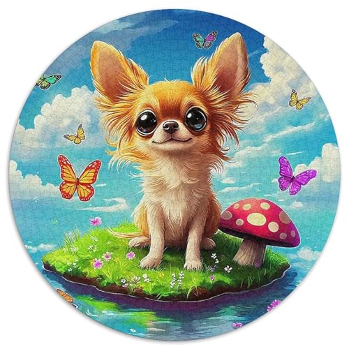 Chihuahua 1000 Teile Puzzle Rund Puzzle Für Erwachsene Und Kinder Pädagogisches Für Erwachsene Kinder Buntes Tier Geschenke 1000pcs (67.5x67.5cm) von OJASDBDJE