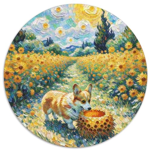 Corgi 1000 Teile Puzzle Haustier Hund Circular Puzzle Geeignet Ab 12 Jahren Pädagogisches Für Erwachsene Kinder Buntes Tier Stressabbau-Spielzeug 1000pcs (67.5x67.5cm) von OJASDBDJE