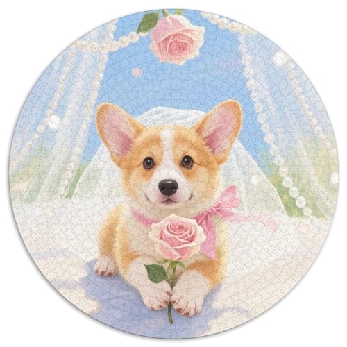 Corgi 1000 Teile Puzzle Haustier Hund Rundes Puzzle Für Erwachsene Und Kinder Pädagogisches Für Erwachsene Kinder Buntes Tier Geschenke 1000pcs (67.5x67.5cm) von OJASDBDJE