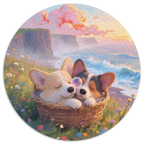 Corgi 1000 Teile Puzzle Tierhund Rundes Puzzle Geeignet Ab 12 Jahren Pädagogisches Für Erwachsene Kinder Buntes Tier Geschenke 1000pcs (67.5x67.5cm) von OJASDBDJE
