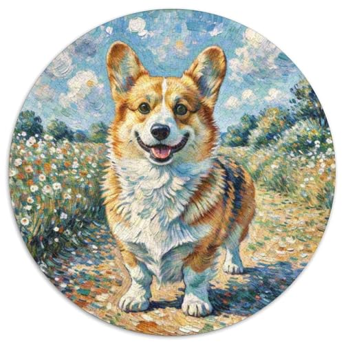 Corgi 1000 Teile Puzzles Haustier Hund Rund Puzzle Geeignet Ab 12 Jahren Pädagogisches Für Erwachsene Kinder Buntes Tier Stressabbau-Spielzeug 1000pcs (67.5x67.5cm) von OJASDBDJE