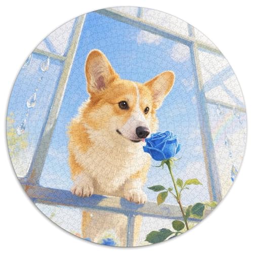 Corgi 1000 Teile Puzzles Haustier Hund Rund Puzzle Geeignet Ab 12 Jahren Pädagogisches Für Erwachsene Kinder Buntes Tier Stressabbau-Spielzeug 1000pcs (67.5x67.5cm) von OJASDBDJE