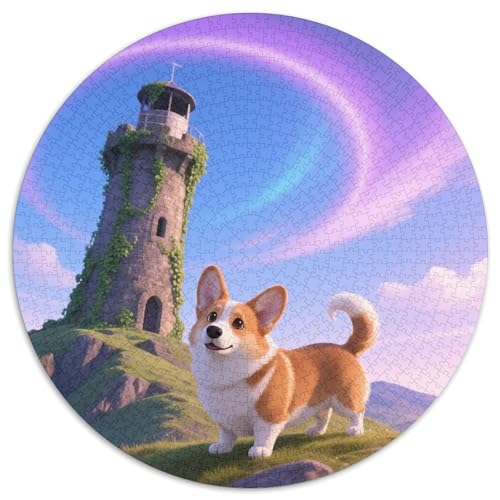 Corgi Hund 1000 Teile Puzzle Tiere Rundes Puzzle Geeignet Ab 12 Jahren Pädagogisches Für Erwachsene Kinder Buntes Tier Geschenke 1000pcs (67.5x67.5cm) von OJASDBDJE