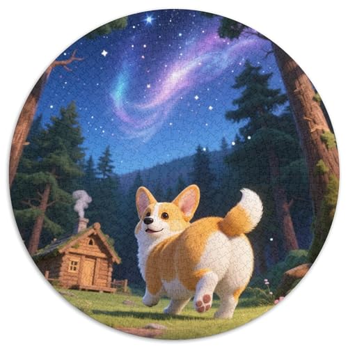 Corgi Hund 1000 Teile Puzzles Tiere Rundes Puzzle Geeignet Ab 12 Jahren Pädagogisches Für Erwachsene Kinder Buntes Tier Stressabbau-Spielzeug 1000pcs (67.5x67.5cm) von OJASDBDJE